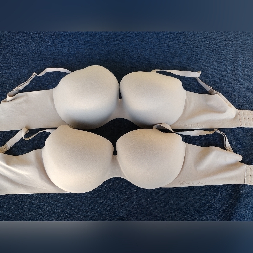 Lot Of 2 Victoria's Secret Bra 38DDD Padded Underwire Adjustable Beige